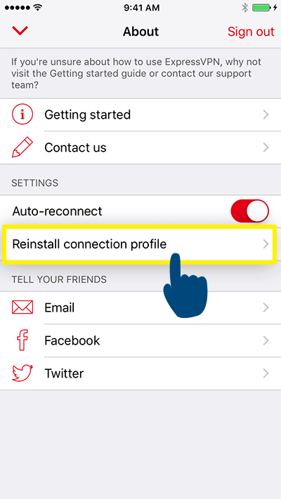 reinstall connection profile