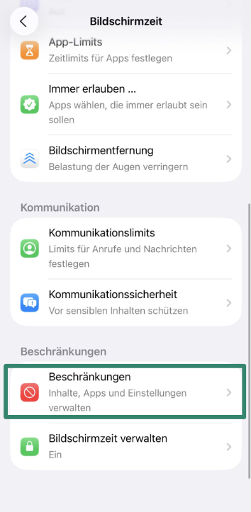 Content & Privacy Restrictions screen on iPhone.