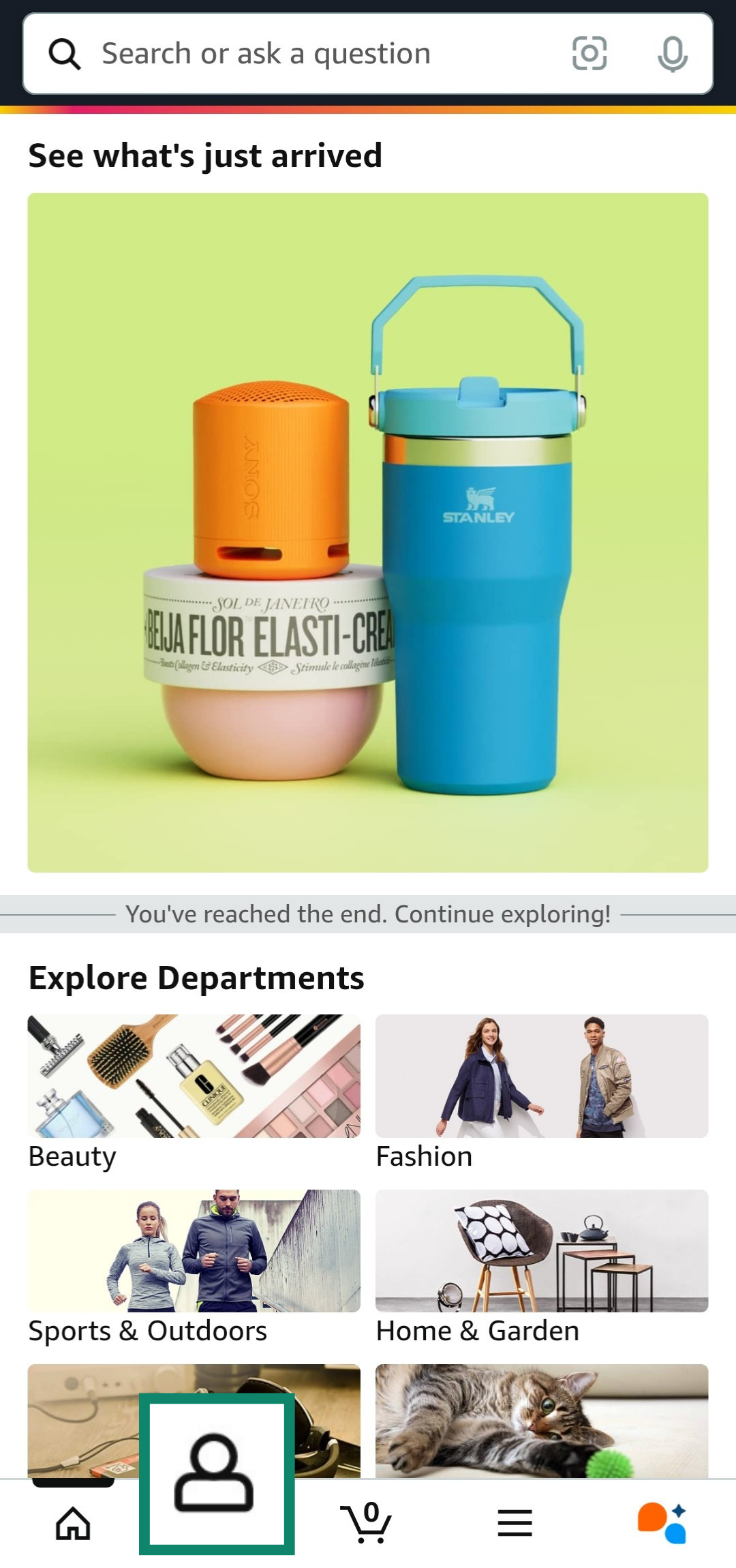Accessing Profile menu on Amazon app.