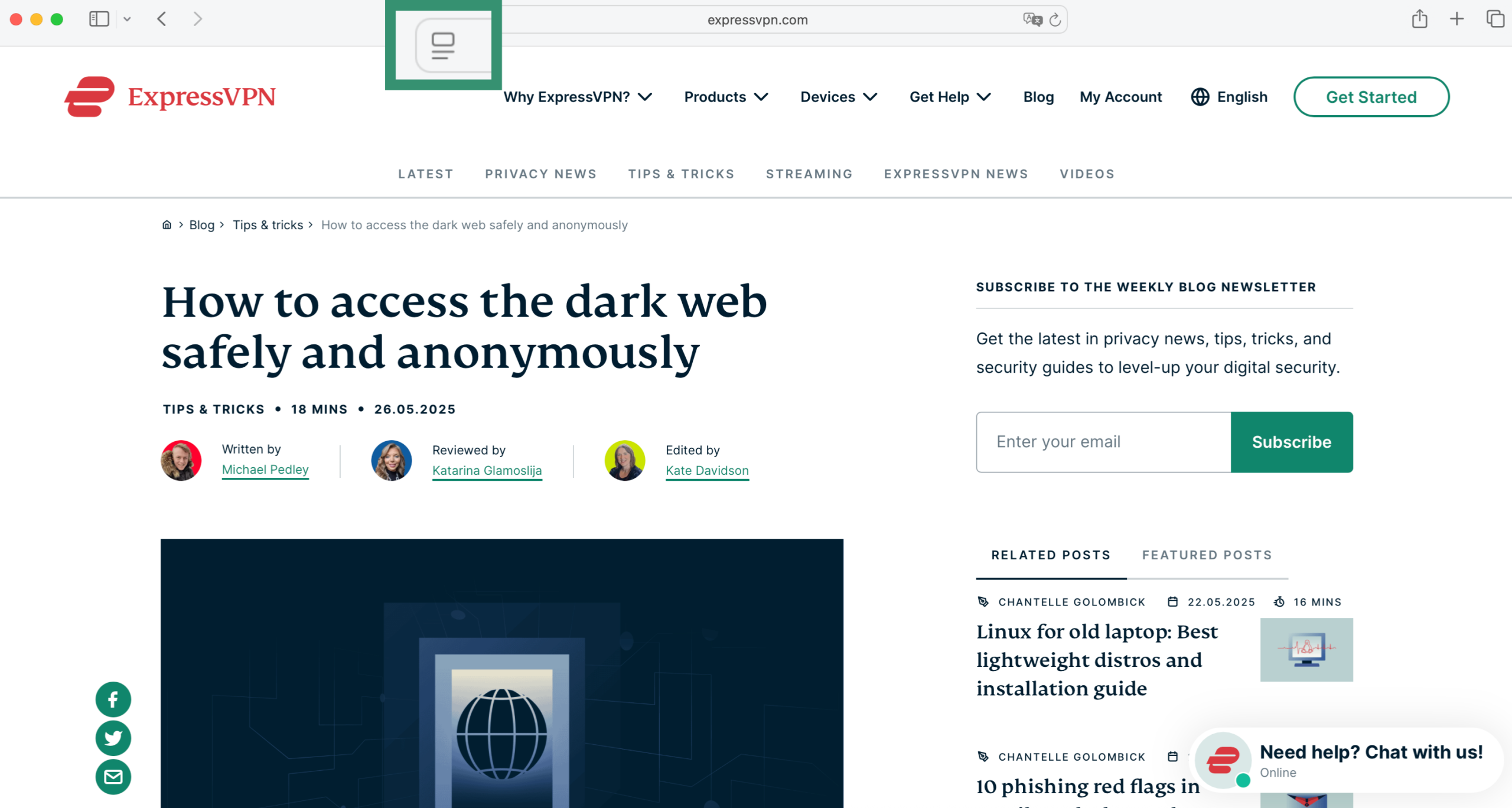 Screen showing Reader View on Safari.