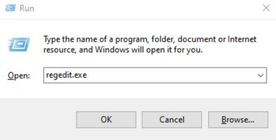 Windows Run with regedit typed into the box.
