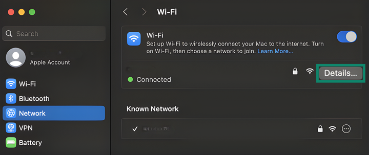 Find your connection and click Details.