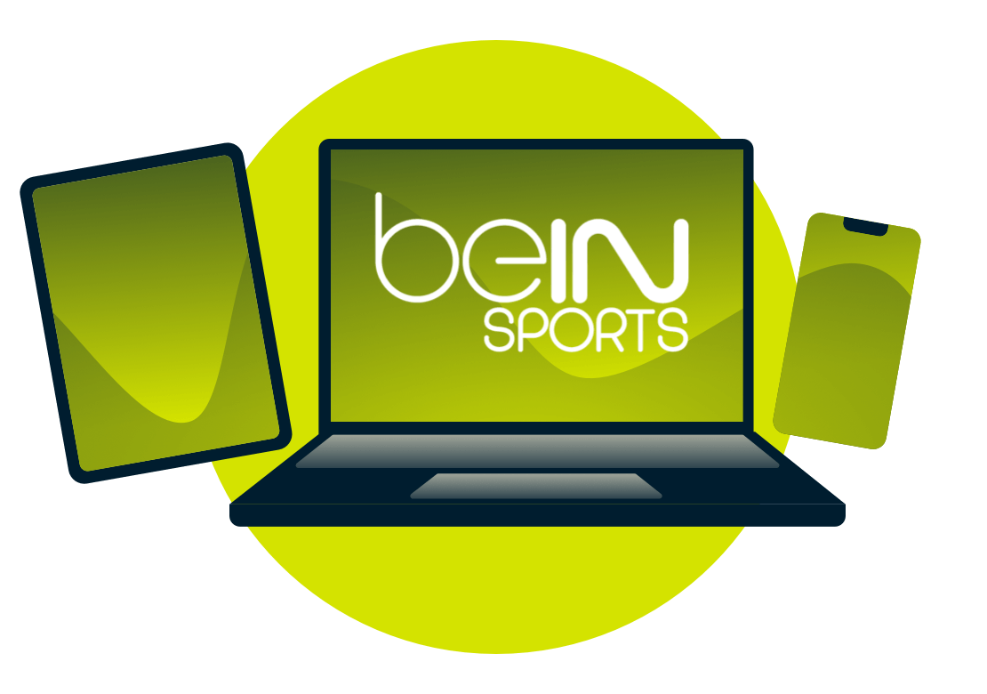 แล็ปท็อป, แท็บเล็ต, และโทรศัพท์ ที่มีโลโก้ Bein