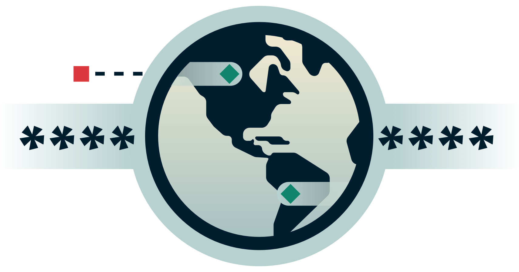 ลูกโลกในอุโมงค์เข้ารหัสลับกับบุคคลภายนอกที่พยายามจะเข้ามาข้างใน