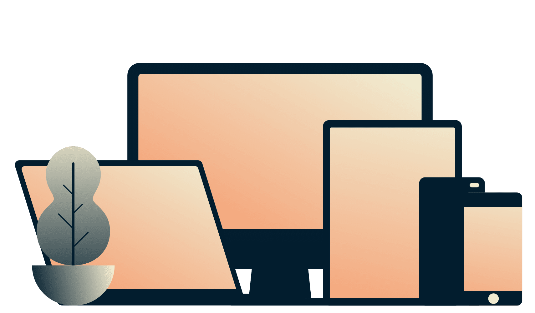 Mobile phones, a tablet, a laptop, and a desktop all running ExpressVPN simultaneously. 