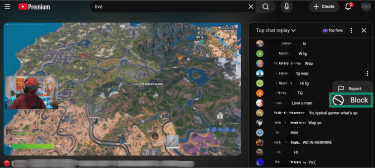 How to block a user on a live video stream chat on YouTube.
