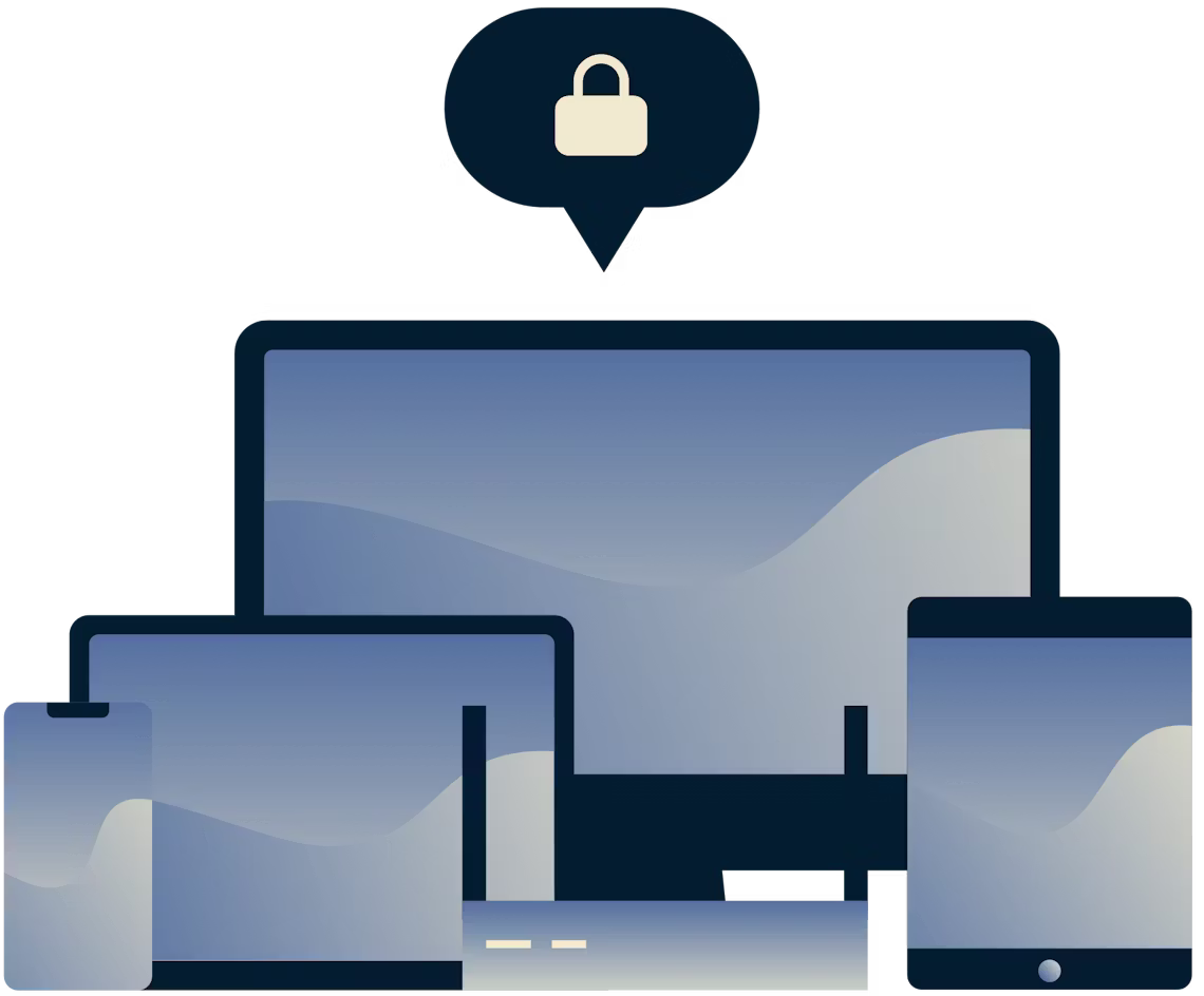 Dispositivo con una bolla di discorso con una serratura.