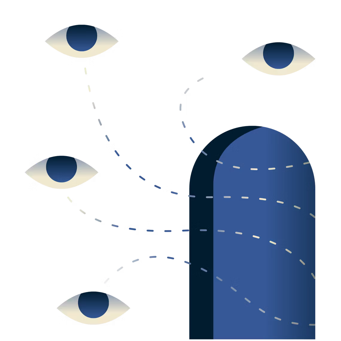 Øjne, der kigger gennem en døråbning.