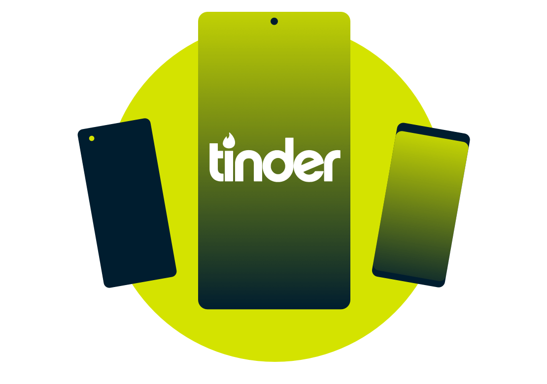 โทรศัพท์มือถือที่มีโลโก้ Tinder