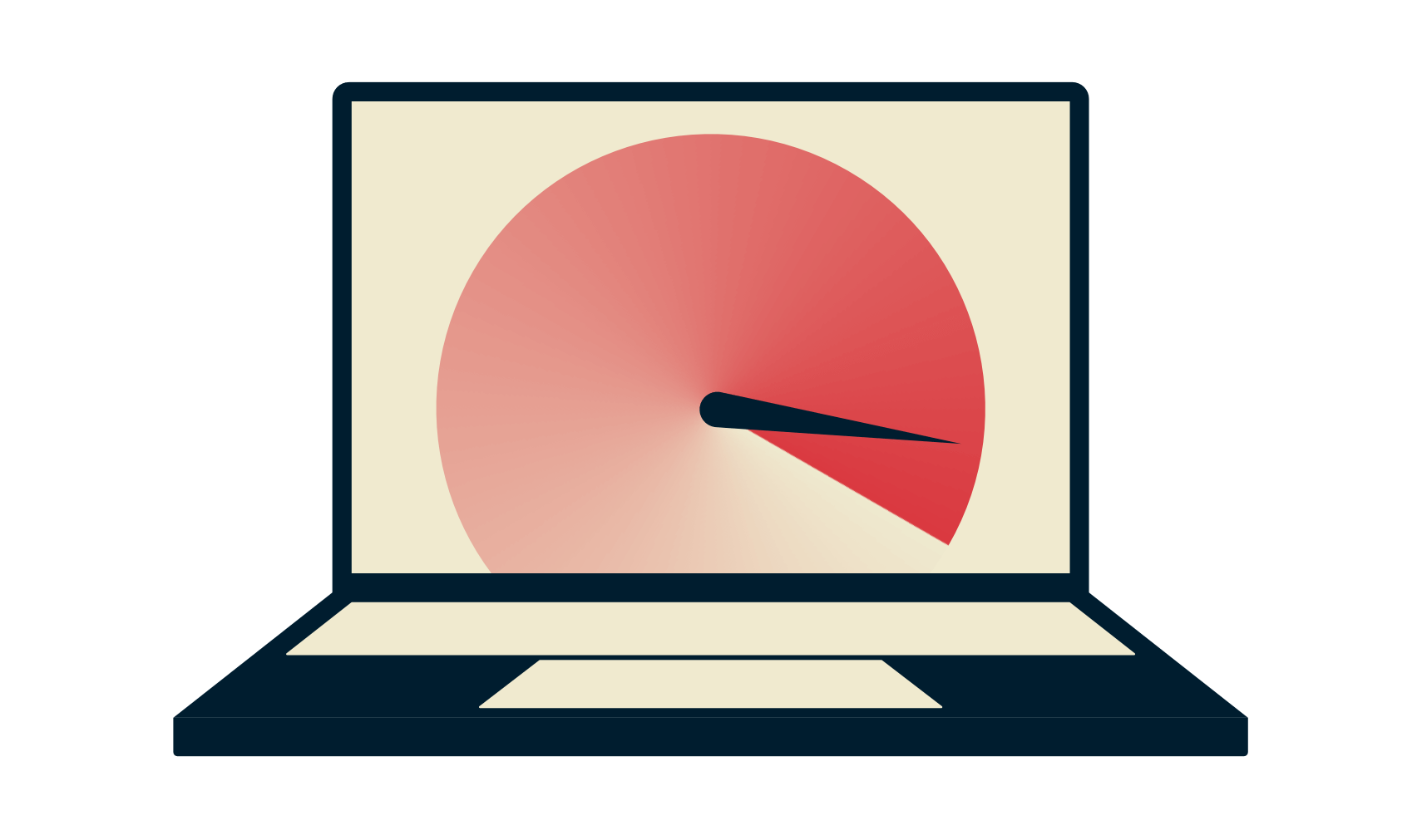 Un computer portatile con un tachimetro