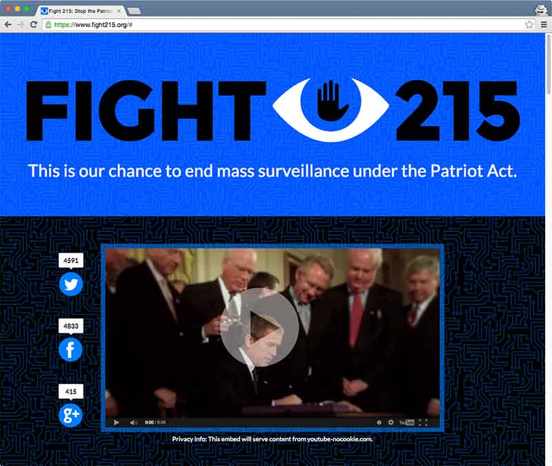 Stop the Patriot Act's mass surveillance with Fight 215!