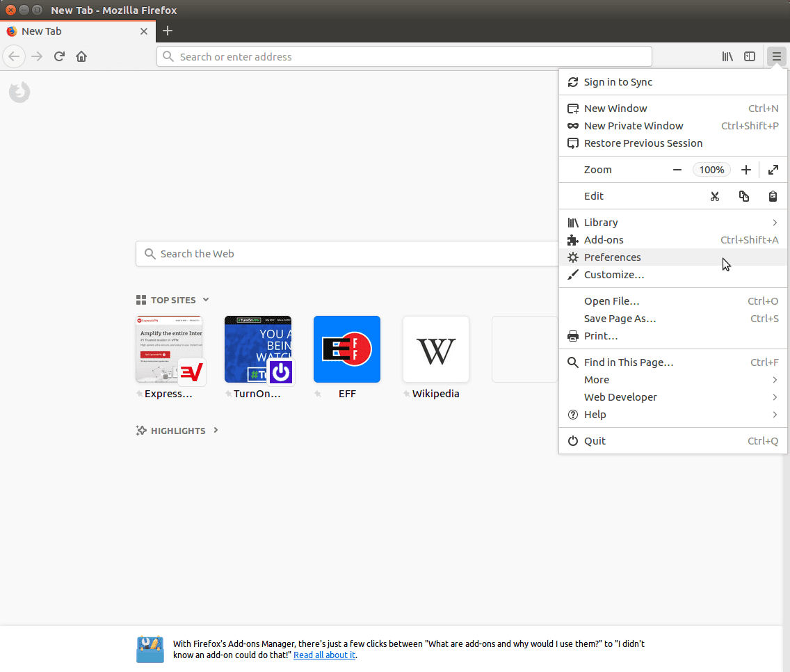 Firefox Privacy & Security options