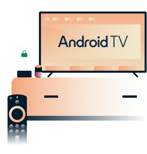 Android TV securizat prin aplicația ExpressVPN.